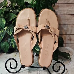 Brighton Blush Color Supple Leather Sandals With Silver Heart 10